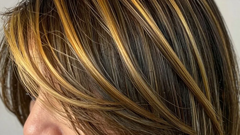 warm gold peekaboo highlights