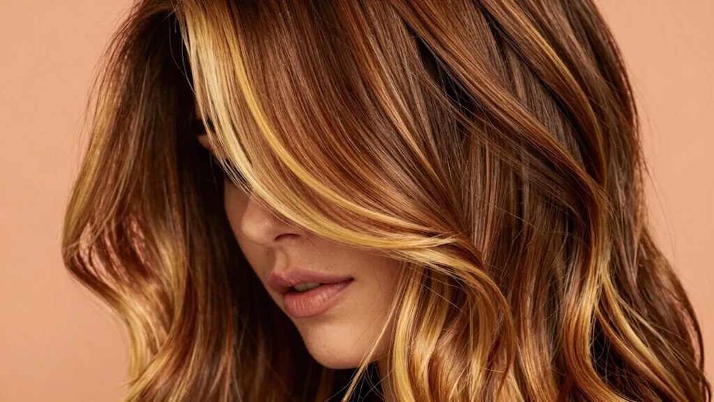 warm golden brunette highlights