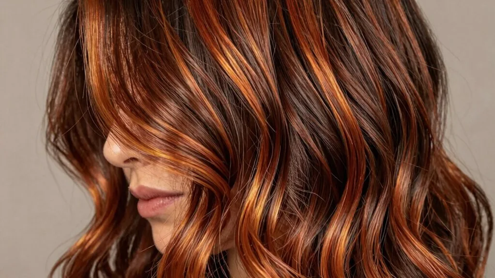 warm toned cinnamon copper balayage
